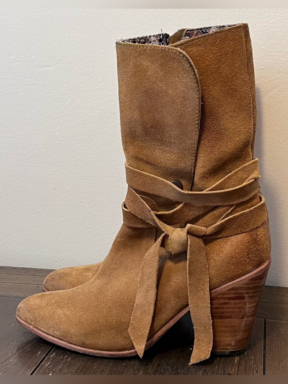 Freebird by Steven Tan Suede Tie-Wrap Ankle Boots - Picture 2 of 12